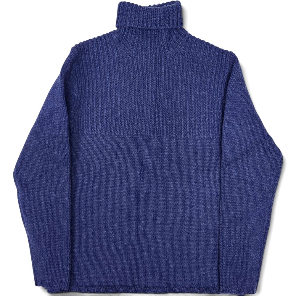 Vintage GAP 100% Lambswool Rollneck Sweater Navy Chunky Ribbed Fisherman Medium